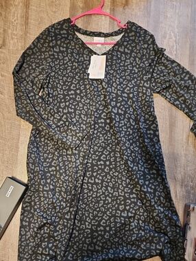 LuLaRoe Gray & Black Leopard Print Emily Dress